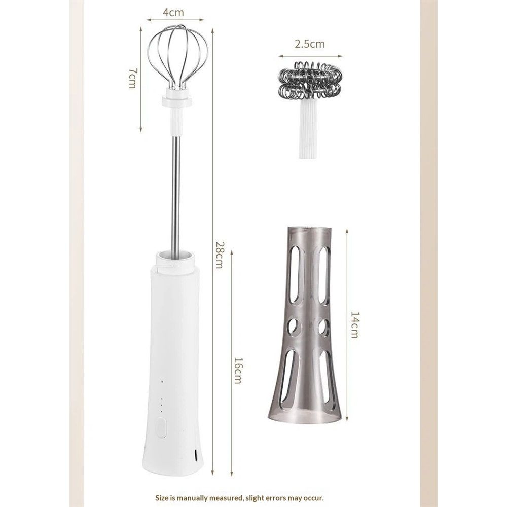 Rechargeable Milk Frother Handheld - Powerful Speed Motor, - Drink Mixer for Latte, Cappuccino, Matcha & Protein Powder