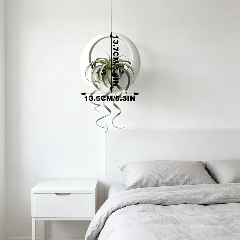 3D-printed circular hanging plant pot, white