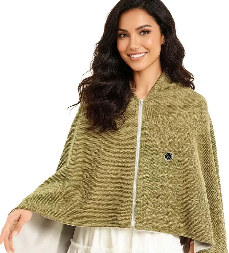 USB Power Supply Electric Heated Blanket Shawl Portable Wearable Heated Throw 3 Heat Levels Machine Washable Cozy 62x32 Inches,Apricot