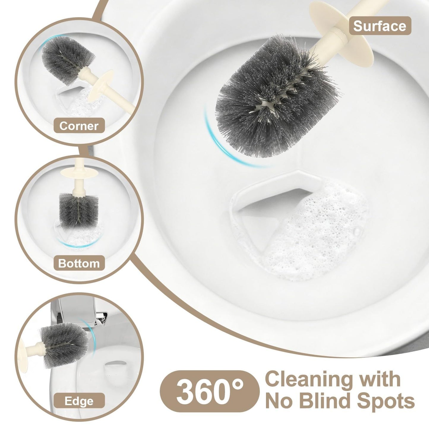 Toilet Brush with Holder Red, Bathroom Toilet Bowl Cleaning Brush Set with Long Handle and Durable Bristles