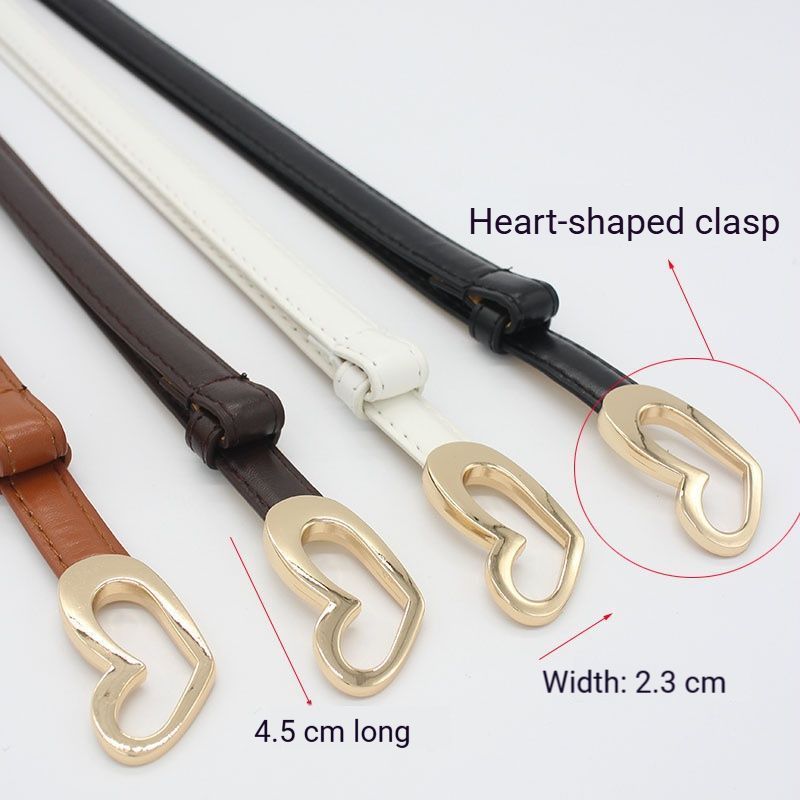 2-Pack Black Adjustable Skinny Belt with Heart Buckle