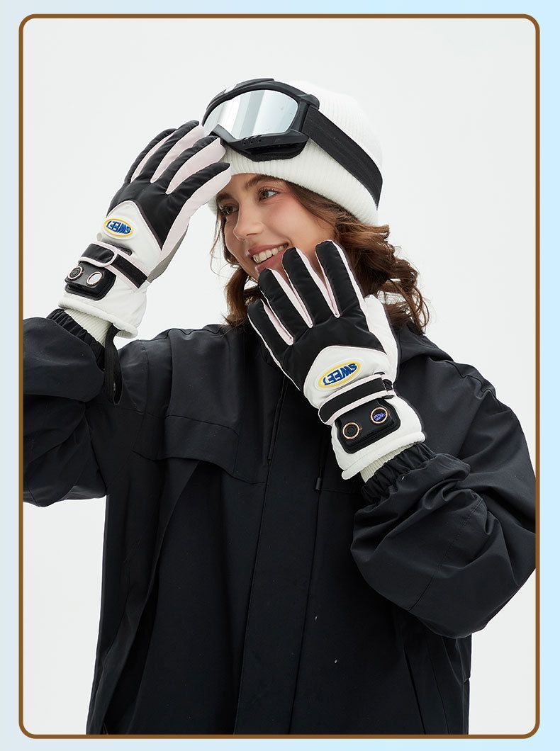 Windproof Water-Repellent Fleece-Lined Self-Heating Gloves Black