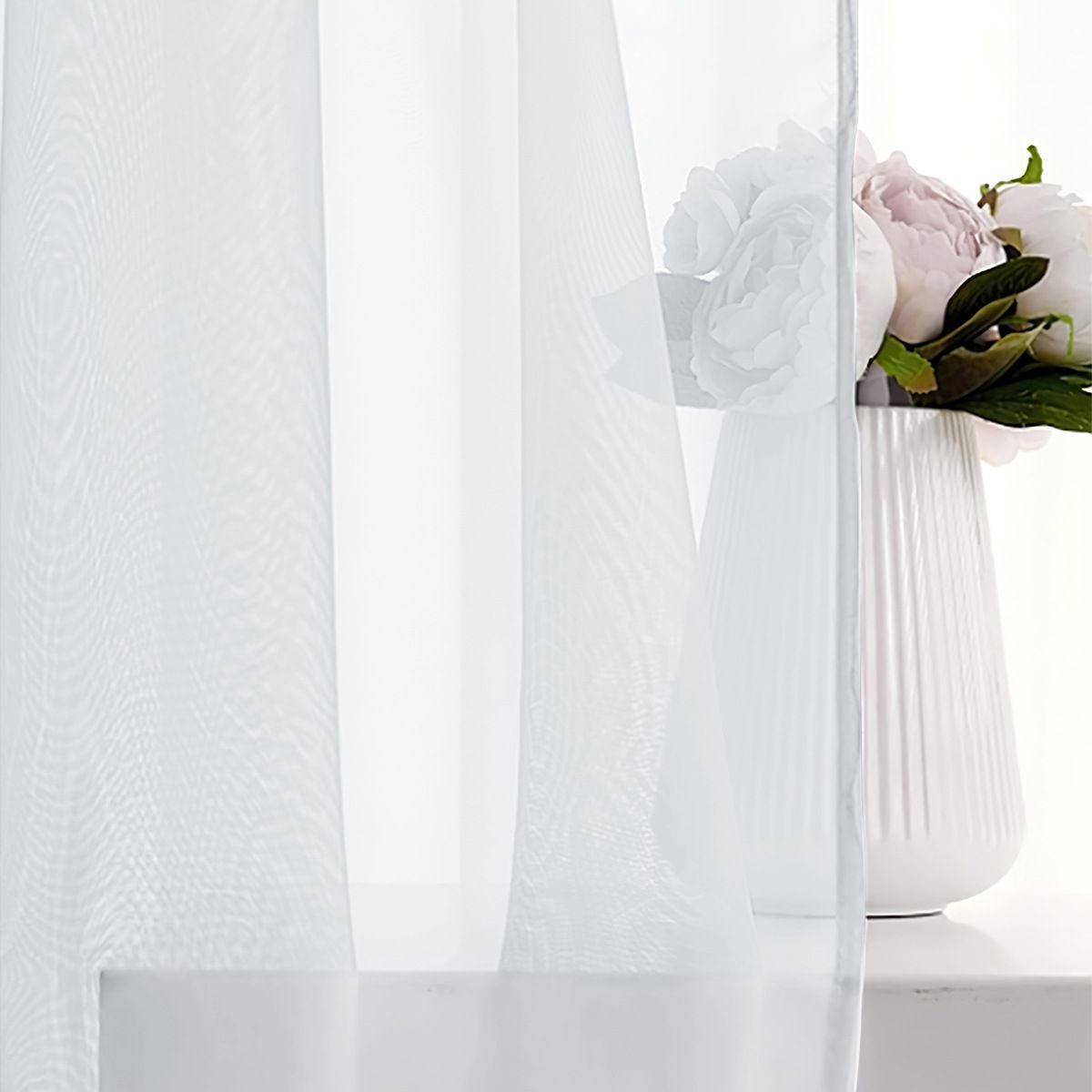 grey Light Transparent Window Sheers, 2 Pieces, Multiple Sizes Available