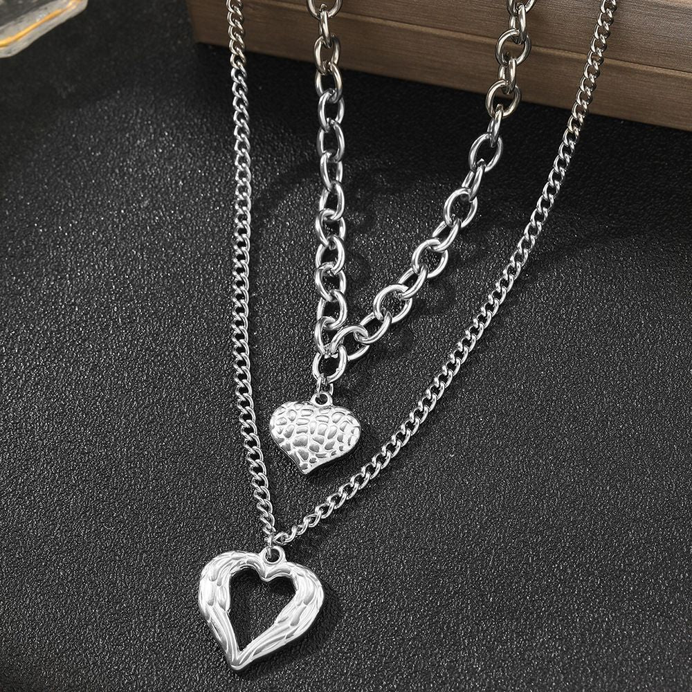2Pcs Gold Heart Necklace