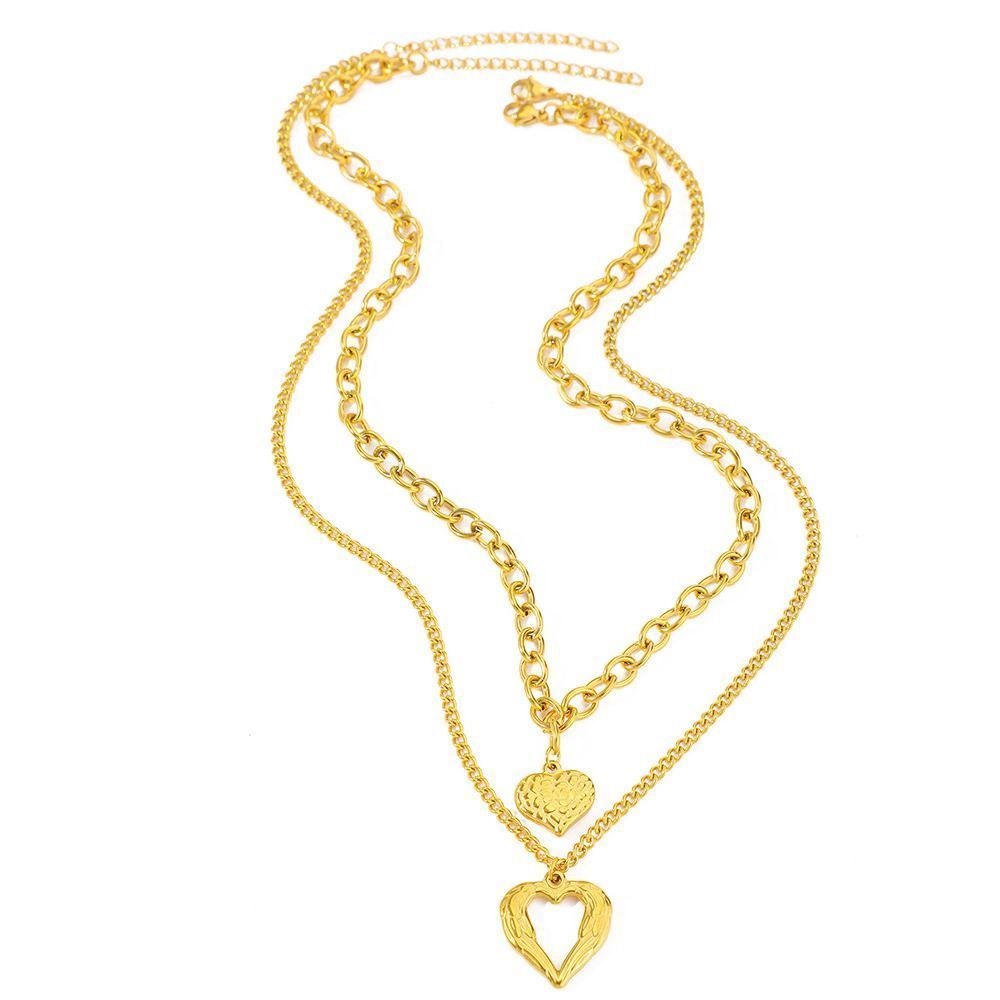 2Pcs Silver Heart Necklace