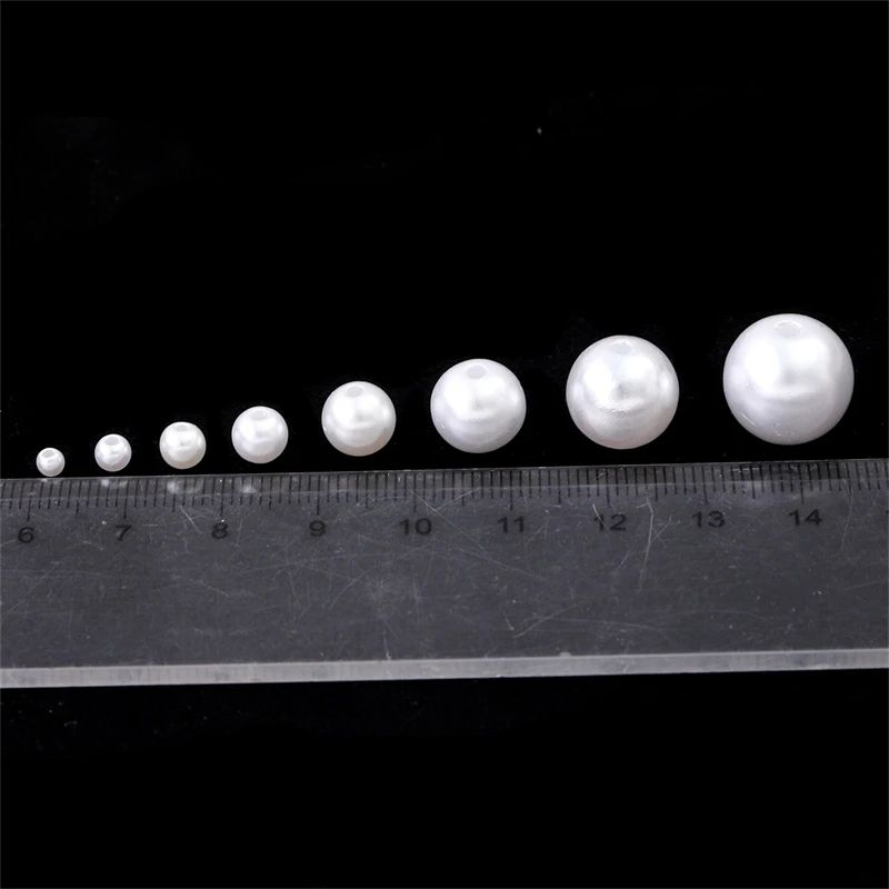 800pcs Acrylic Beads for Jewelry Making, DIY Imitation Pearls White