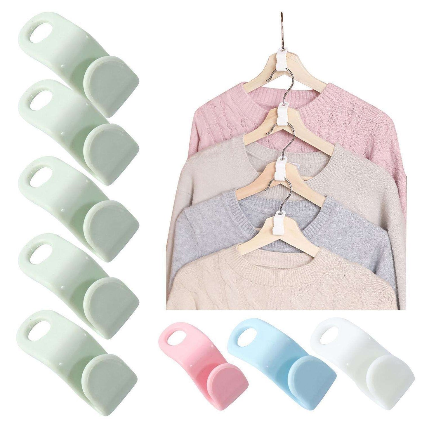 50 MultiColor Clothes Hangers with Connecting Hook, 50-Pack