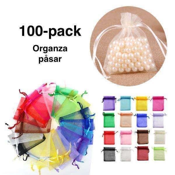 100pcs Organza Bags, 9x7cm, Hand-sewn Red