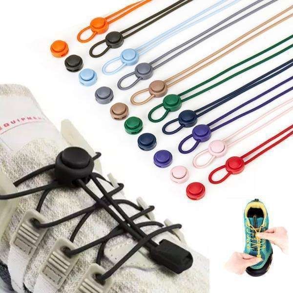 2 Pairs Elastic Shoelaces No Tie, Solid Color Green, with Drawstring
