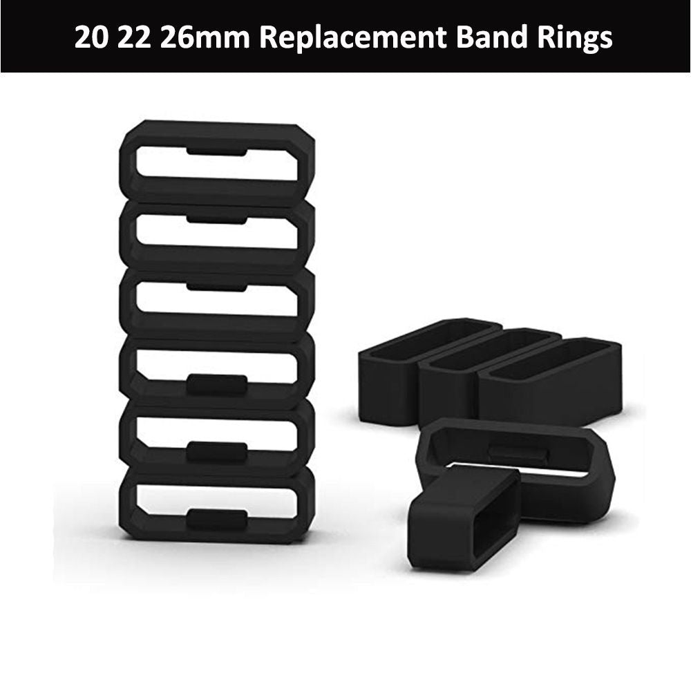 10-Pack Black Loops for 22 mm Watch Straps, 22mm