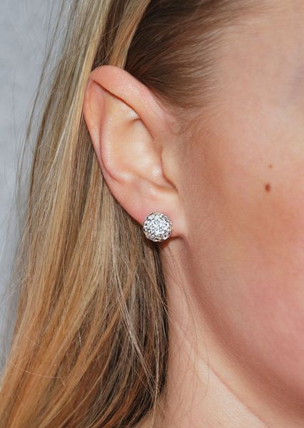 Sparkling Silver Earrings, 10mm