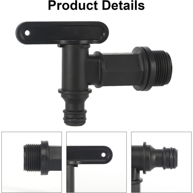 2 Pack Rain Tank Tap with PTFE Tape IBC Drain Tap Plastic Replacement Tap, 0.75 Inch