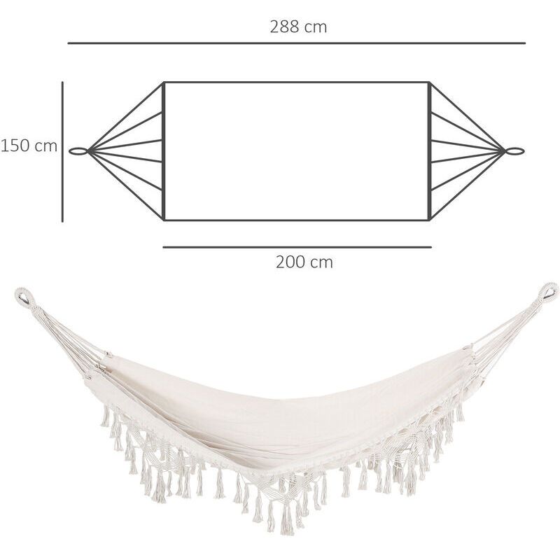 Portable Travel Hammock Bohemian Chic Style Hammock Canvas Total Dimensions 2.88L X 1.5l M Cotton Polyester Beige
