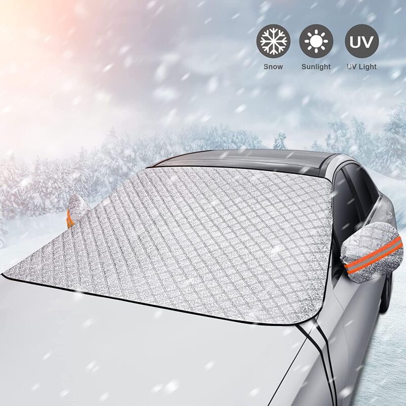Car Windshield Cover Snow, Ice, Sun, Dust, UV, Water Resistant Car, SUV, All Years, Summer Winter