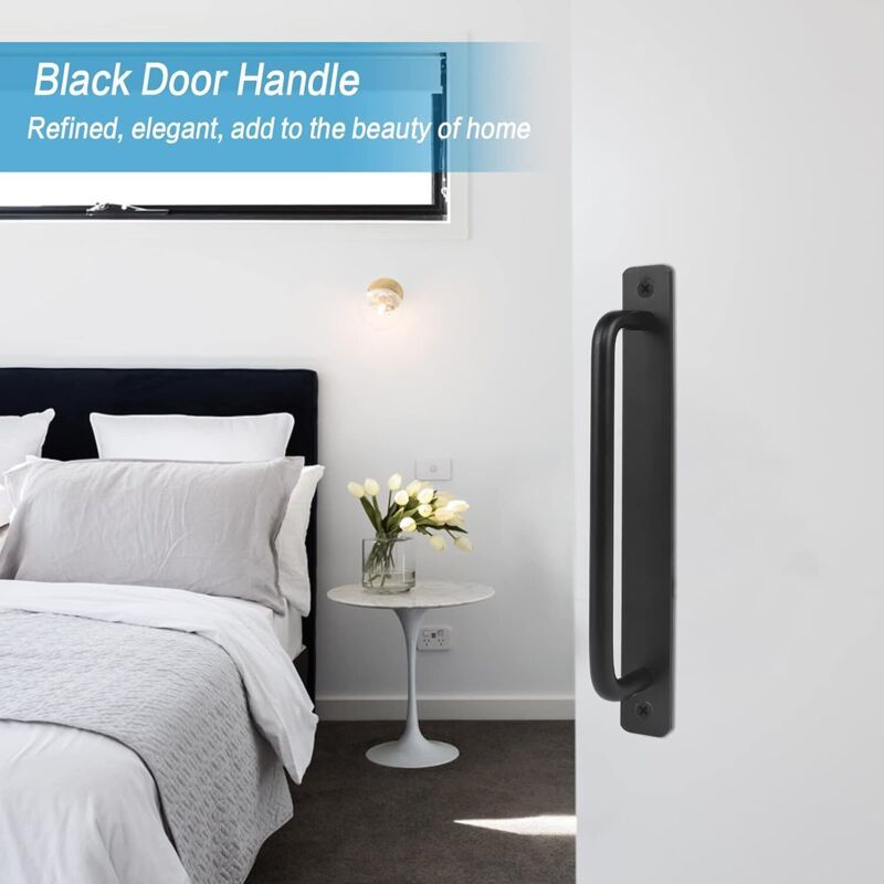 2 Pieces Black Aluminum Alloy Sliding Door Handles with 4 Screws for Barn Door Wardrobe Closet, 148mm