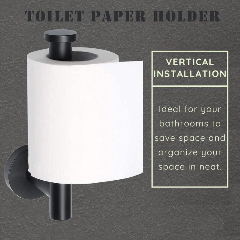 Wall Mounted Toilet Paper Holder Polished Finish 304 Stainless Steel Toilet Paper Holder, Black