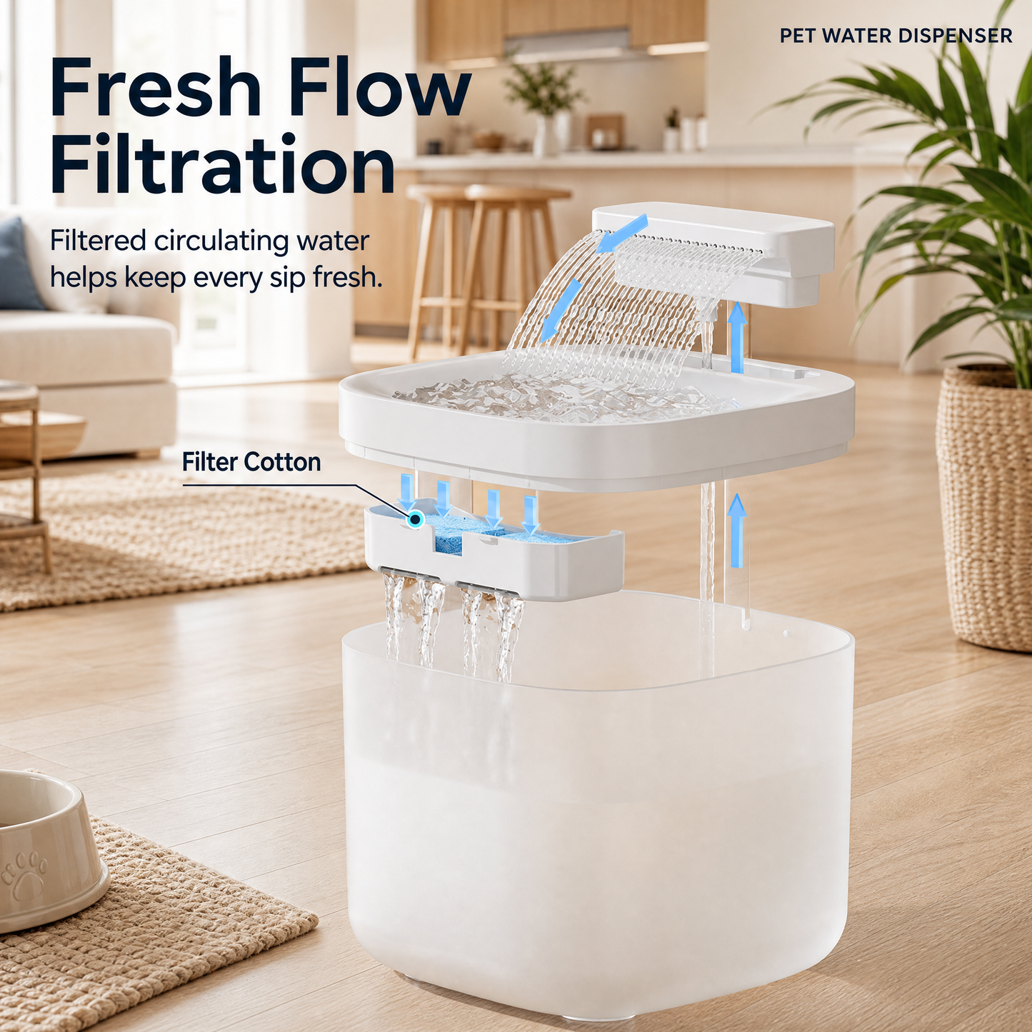 Cat Water Fountain Replacement Filters,for YSJ 1101 Water Fountain, 6 Pack Pet Fountain Filters with Activated Carbon and Sponge, Compatible with XC528 3L/101oz Automatic Cat Water Fountains