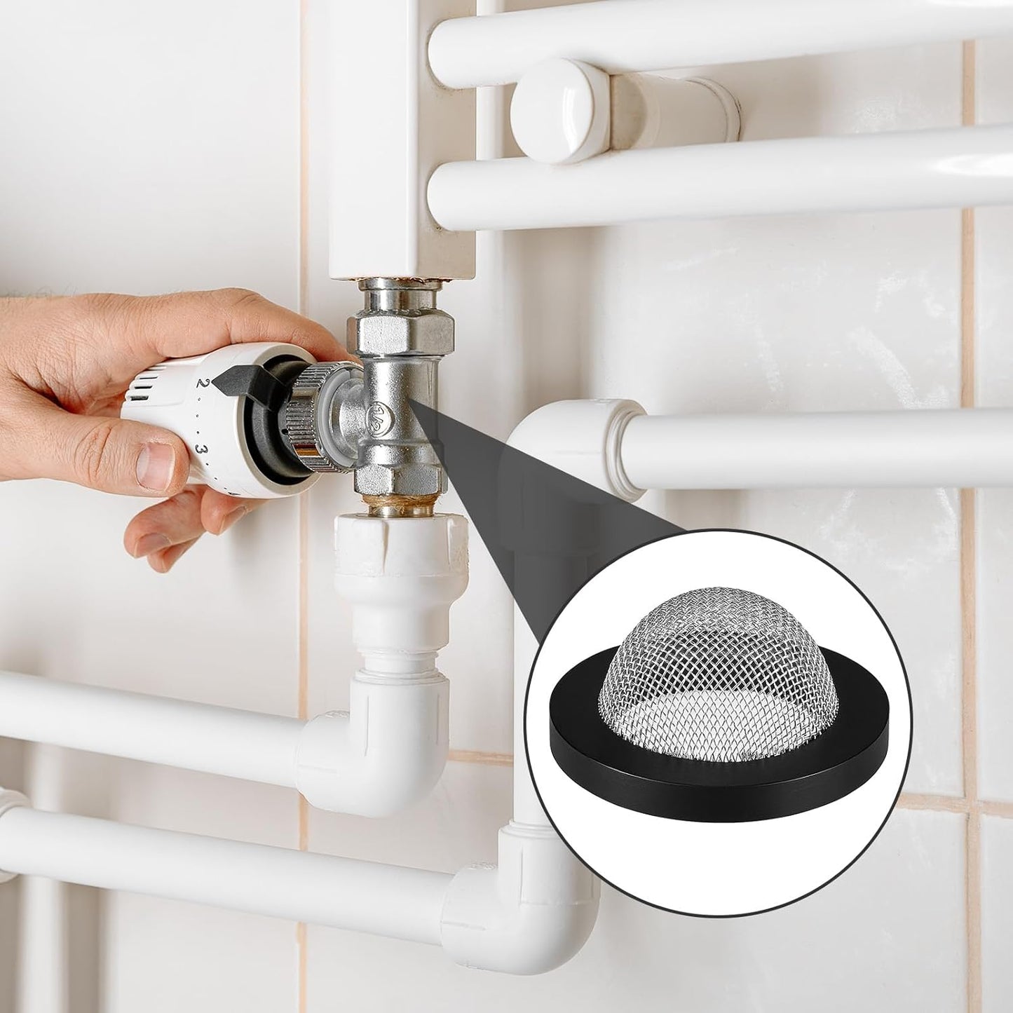 8pcs 3/4 Garden Hose Washers with Filter Screen, Hose Filter Washers, Stainless Steel Hoses Screen Inlet Washing Machine Drain Hoses Mesh Filters Gasket Washer for 5/8 Inch Washing Machine