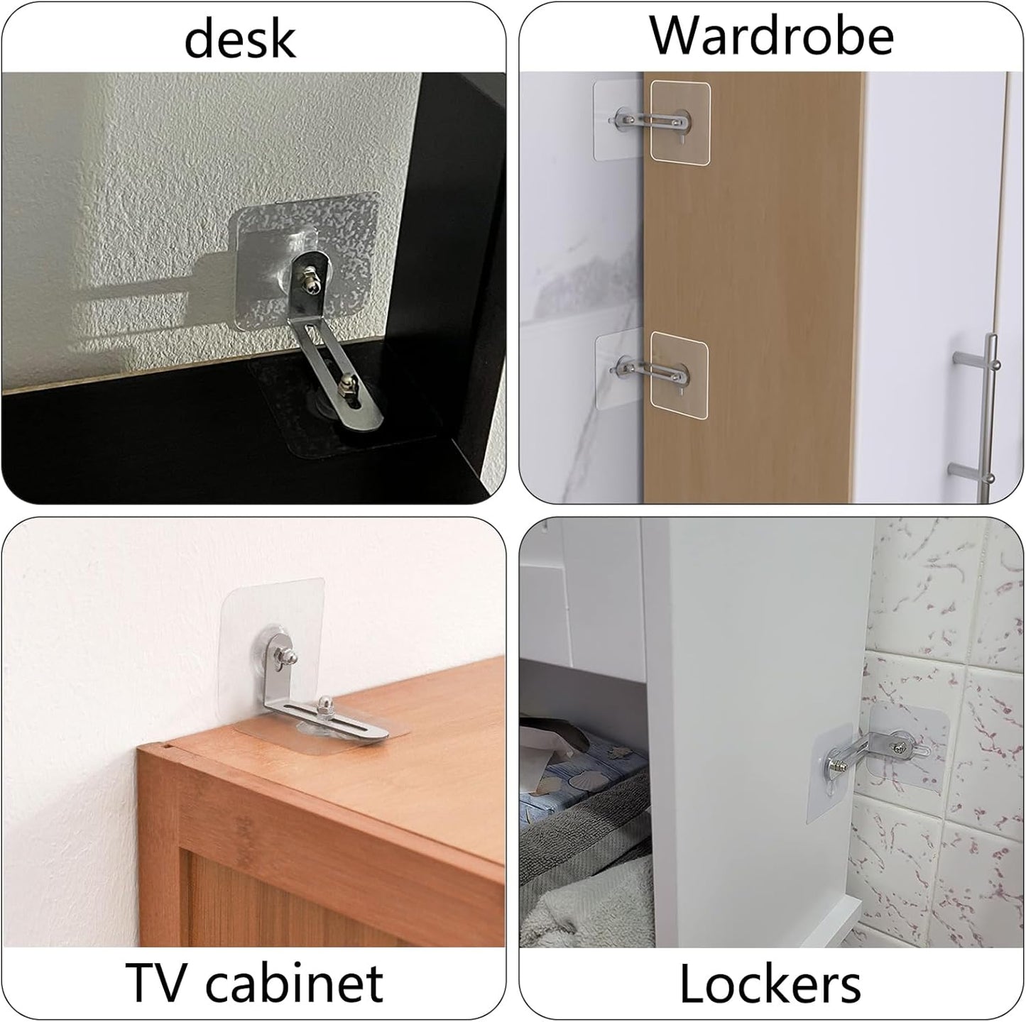 No Drill Furniture Anchors 6 Packs Anti Tip Furniture Straps Kit Adhesive Furniture Wall Anchors for Baby Proofing, Secure Bookcase Dresser Shelf Cabinet Wall