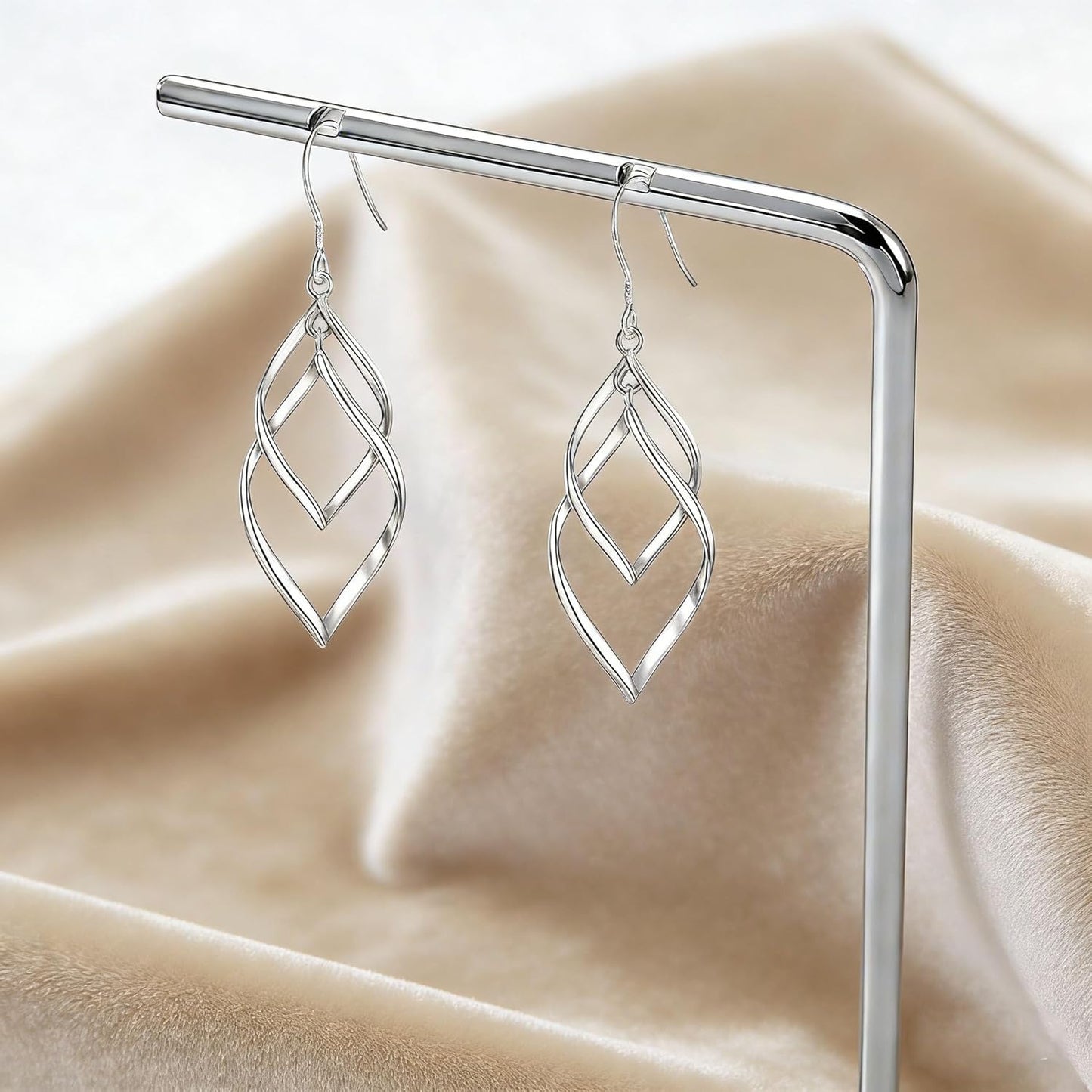 Sterling Silver Dangle Earrings for Women, 14k Gold Plated Double Linear Drop Statement Earrings Anniversary Birthday Gifts for Women