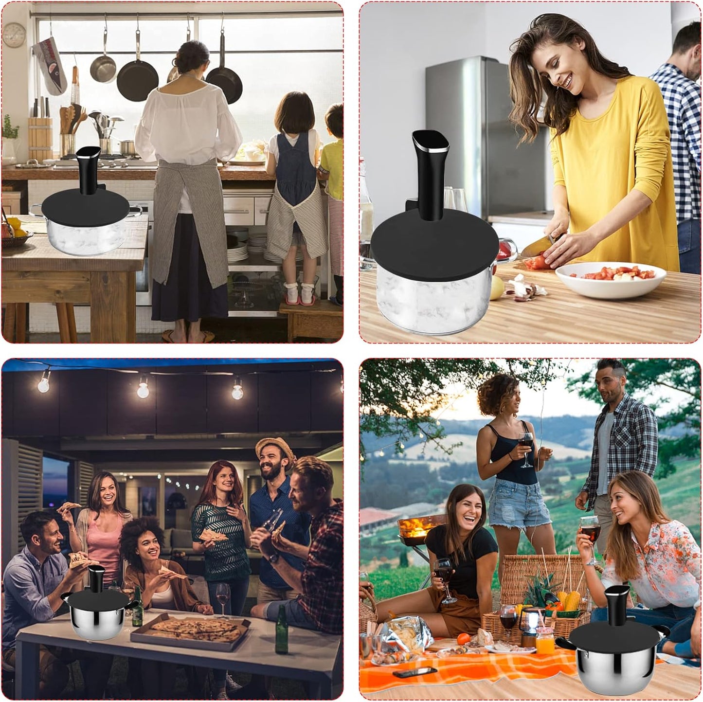 Sous vacuum and Vide Lid Cooking Sous vacuum and Vide Cooker Fits Up to 10.5" Pot, Prevent Water Evaporation and Retain Flavor for Stock (black)
