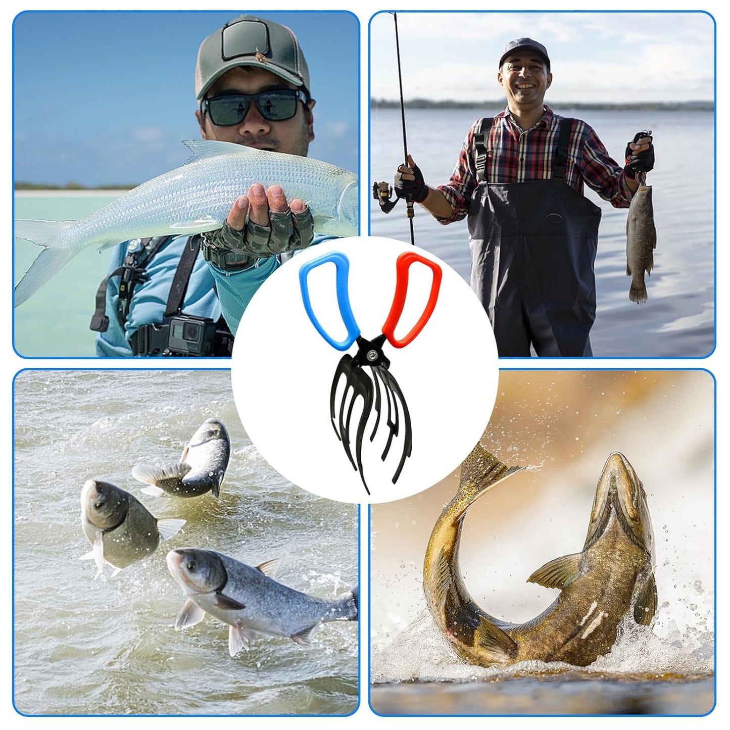 Fish Gripper, Fish Grabber Tool Metal Fish Grippers for Fishing, 3 Claw Fish Grips Anti-Slip Fishing Pliers Gripper Control Clamp Claw Fish Pliers Catch Fish Fishing Accessories, Ideal for Anglers¡