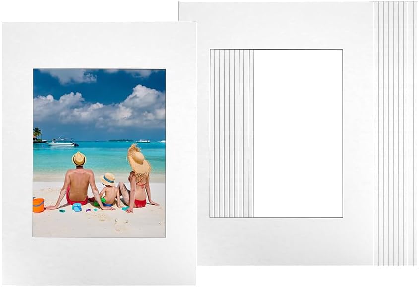 12x16 Picture Mats Cut for 8x10 Photo, 10 Pack White Double Mat Picture Matboard - Pre-Cut Mat Board Show, Bevel Cut Matte to Display Art Family Photos, Show Kits, Art, Picture Framing,