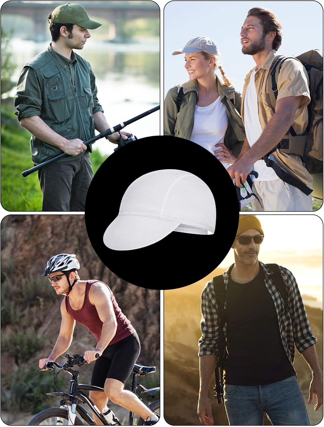 4 Pieces Summer Unisex Cycling Cap Breathable Bicycle Caps Sweat-Absorbing Biking Caps for Women Men Running Outdoor Sports