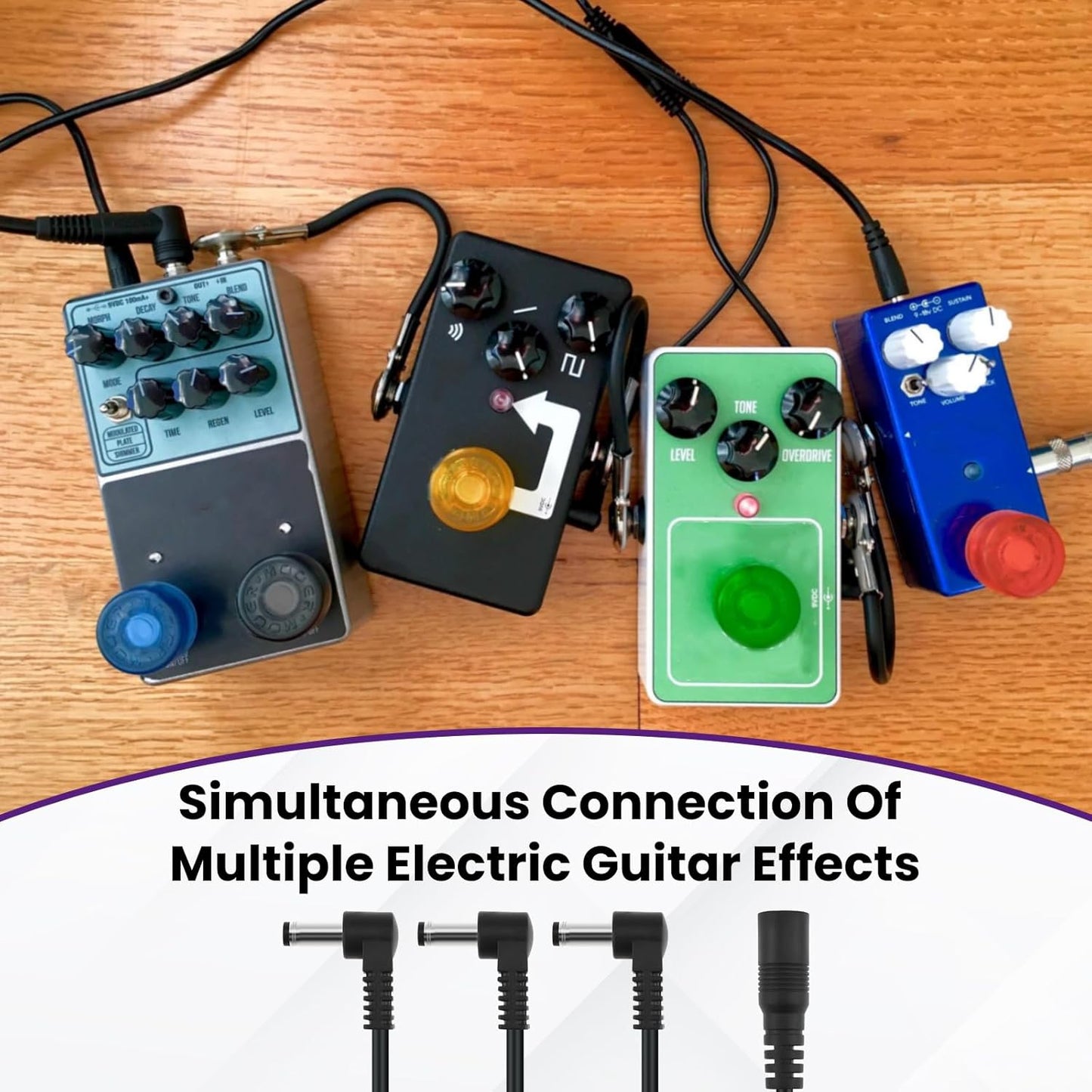 2Pcs Guitar Pedal Effect Power Cable, 1 to 2 Way and 1 to 3 Way Daisy Chain, Guitar Effect Pedal Powers Supply Splitter for DC 9V Guitars Pedals Power Supply Adapter Plug