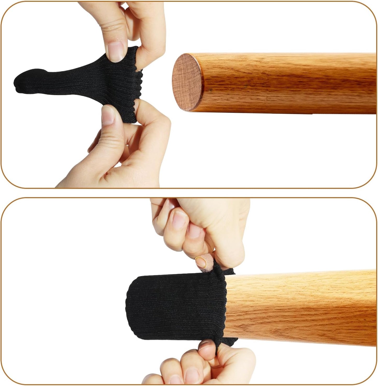 24 PCS Furniture Leg Socks Chair Legs Protectors, Black Thicken Knitted Chair Socks Stretchable Furniture Leg Floor Protectors for Round and Square Chair Legs