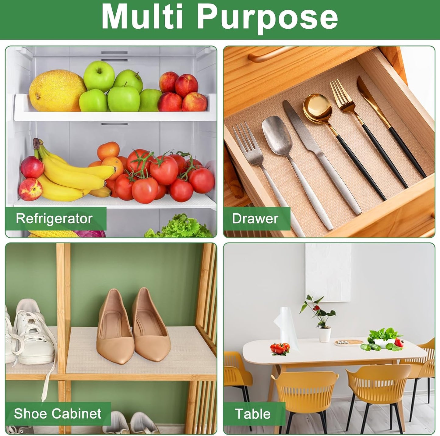 12 Inches x 20 FT Non-Adhesive Shelf Liner Water Resistant Oil-Proof Thickened Easy to Clean and Cut Drawer Mats for Refrigerator, Desk, Cabinet, Kitchen