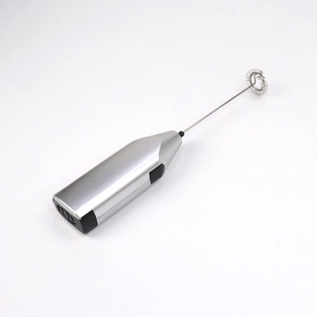 Electric Milk Frother Silver Handheld Mini Coffee Blender No Battery Required