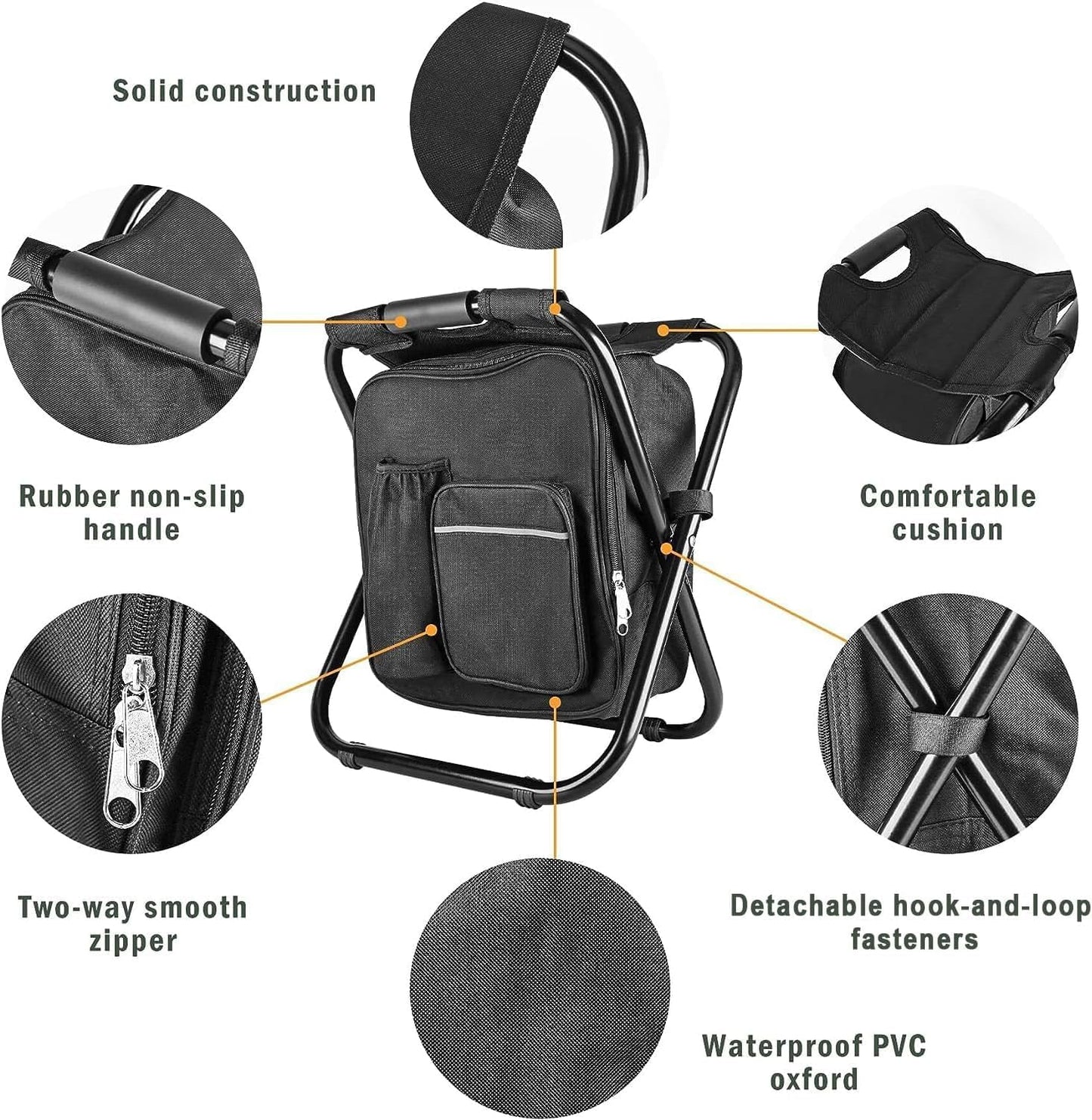Folding Camping Chair Grey Portable Compact Adjustable Folding Chair for Outdoor Camping Fishing