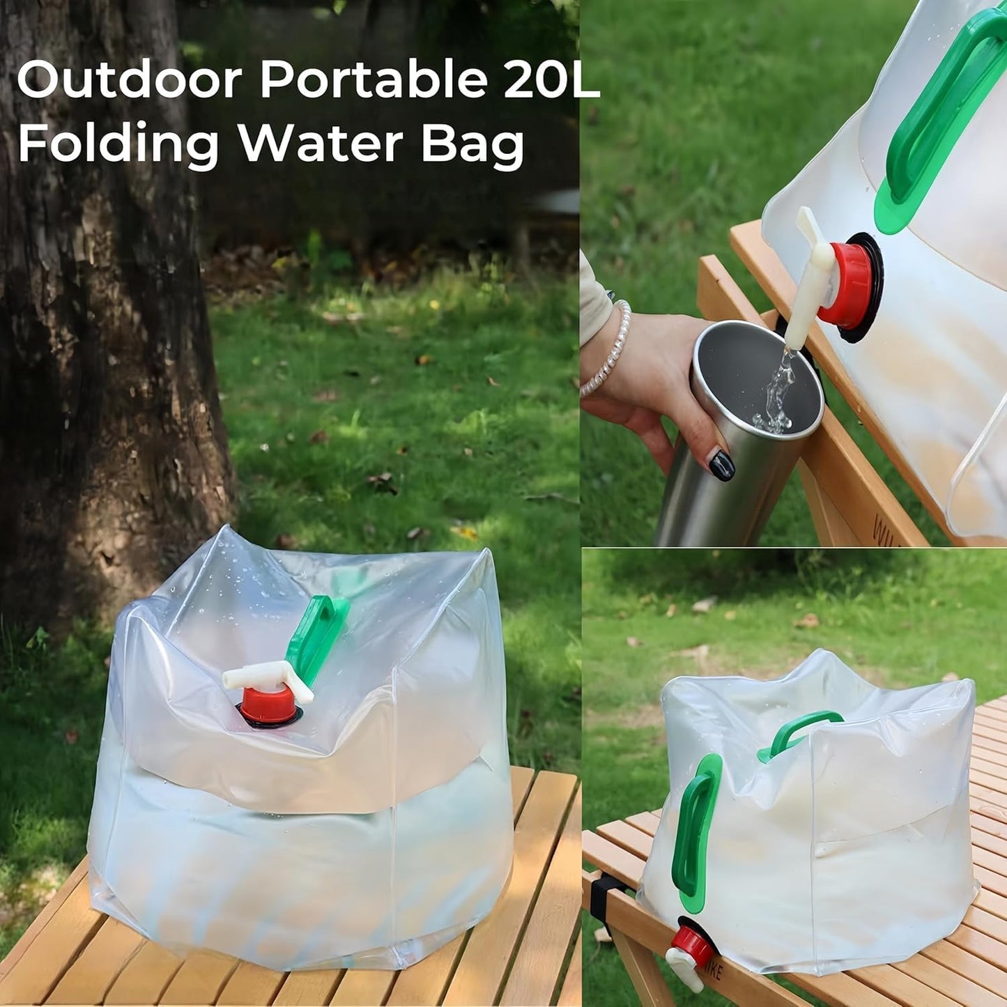 2 Pack Foldable Water Kettle with Tap Portable Food Grade BPA Free for Camping Hiking Emergency Use