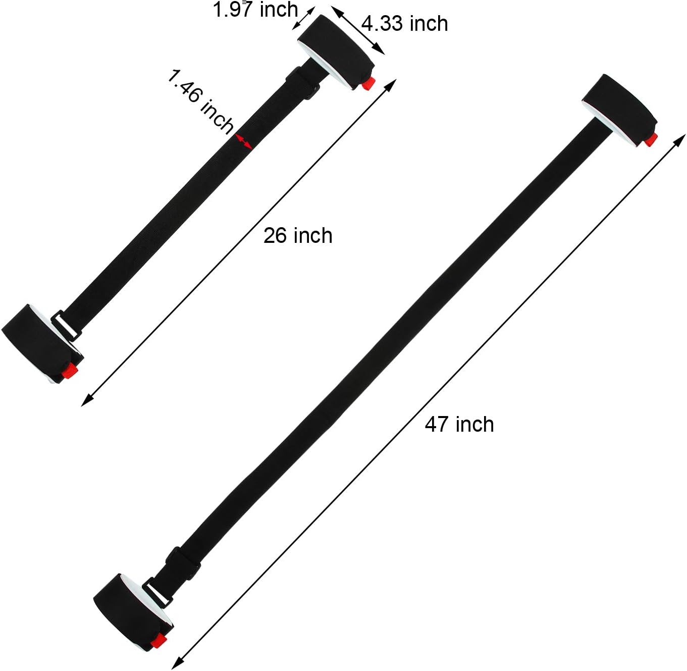 Adjustable Ski Carrier Bag for Skis and Poles - Black (4 Pack)