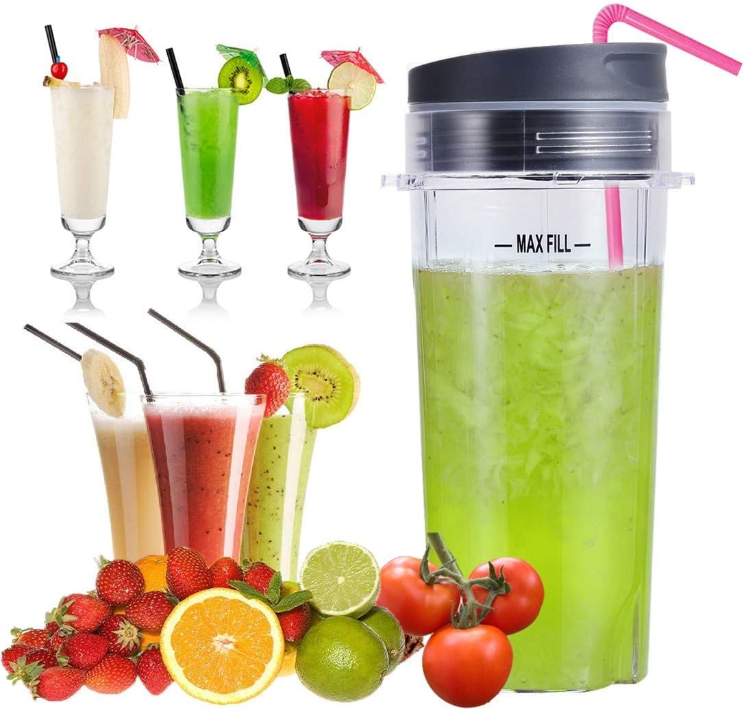 Replacement Parts for Nutri Ninja, 6Fin Blender Male Blade and cups Set for Blender BL660 BL770 BL780 BL740 etc. (5-pack)