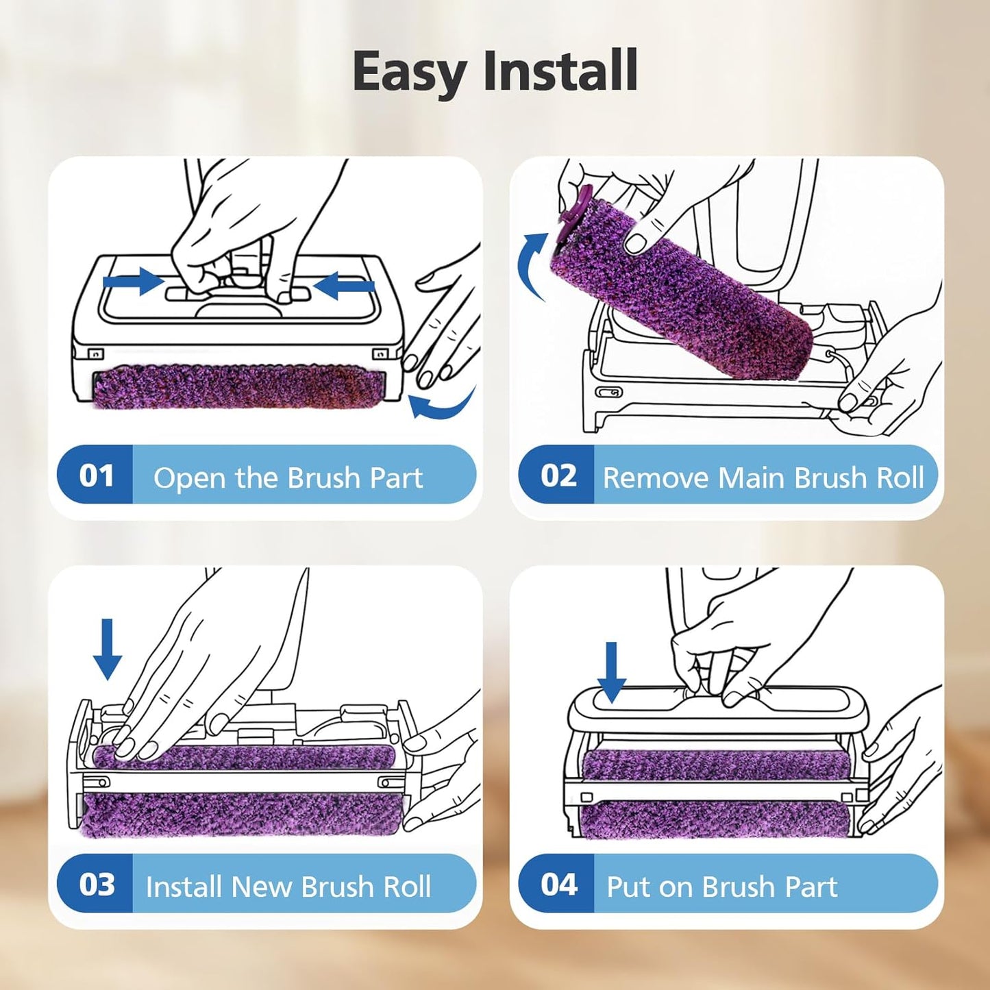 SD201 Brush Roller Shark Mop: Compatible with Shark Steam Pickup 3-in-1 Steam Mop SD200 SD201C SD201Q SD205 Models - Roll Brush 1 Cleaning Tool Replacement Parts Accessories Kit for Months 3 Pack