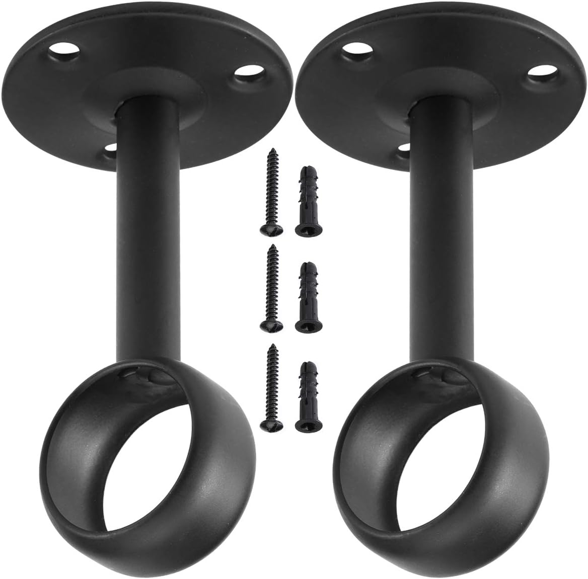 Ceiling-Mount Curtain Bracket Holders for 1 1/4-Inch Rod (8 PCS, Black)
