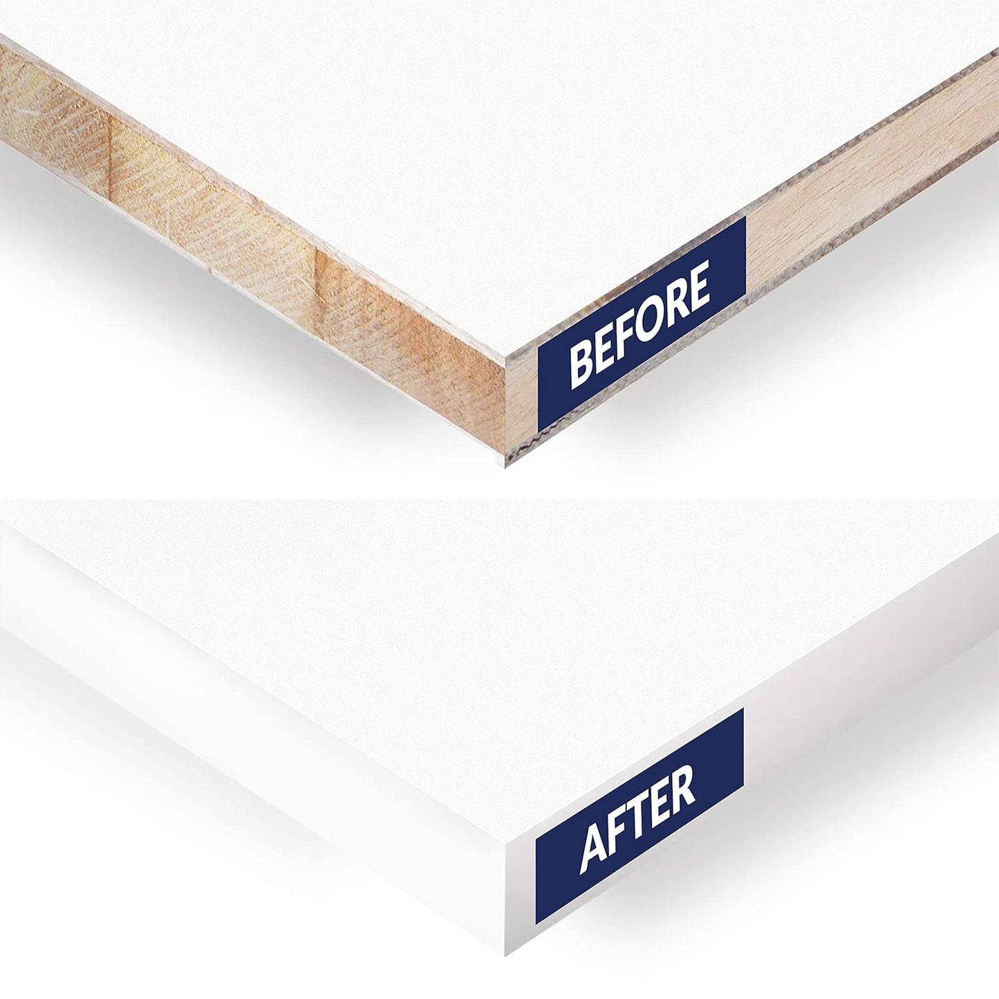 White PVC 3/4 inch x 25 ft Edge Banding Tape Peel Stick Adhesive Edging Veneer Trim Flexible Vinyl Strip Molding MDF Wood Cabinet Laminate Shelf Furniture Countertop Formica Plywood Board Repair