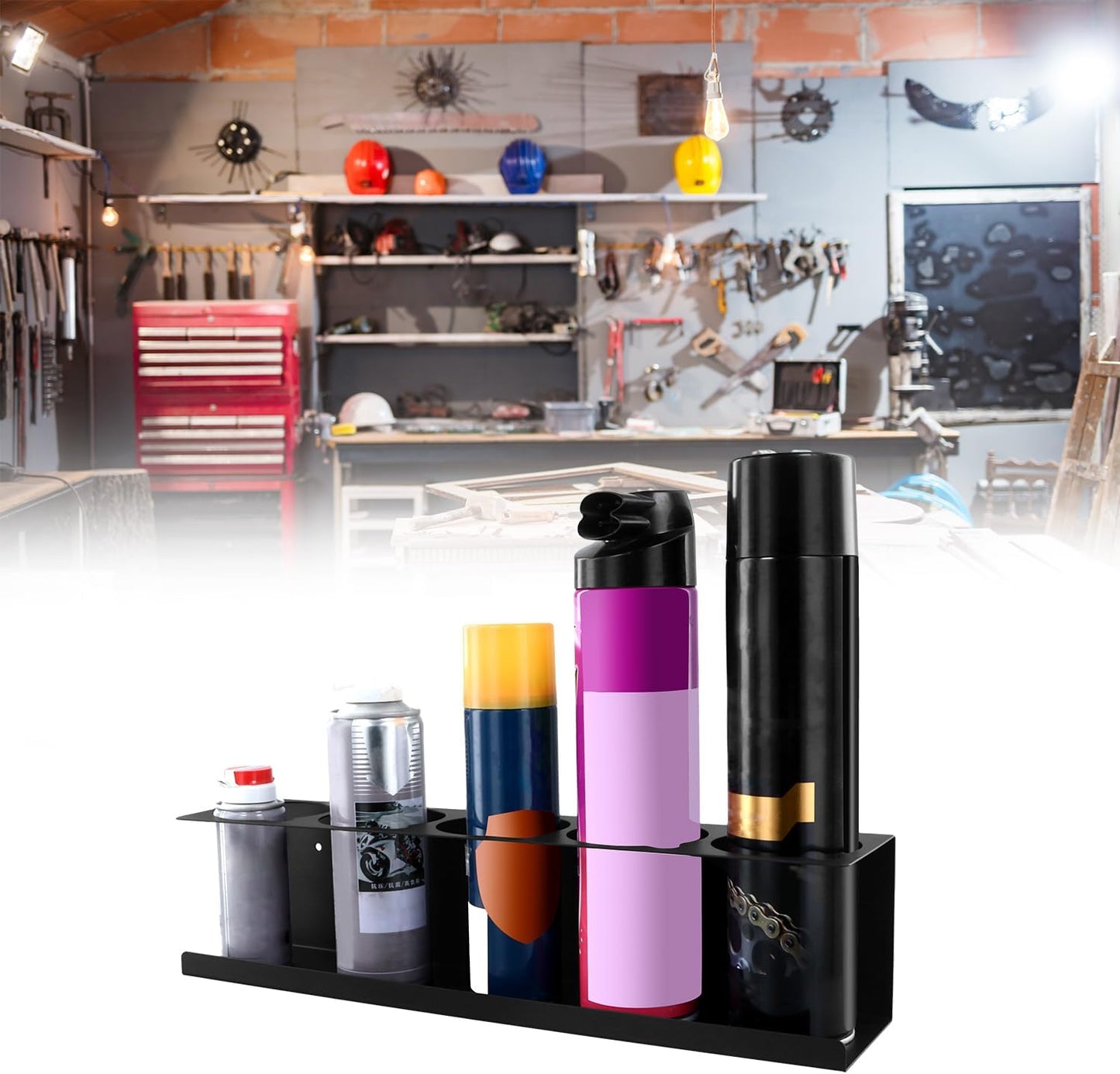 Heavy-Duty Aerosol Spray Can Holder Rack Organizer, Steel, Powder-Coated, Holds 20 Cans, 4 Pcs, Multipurpose Wall, Toolbox, Cart Mount, No Assembly Required