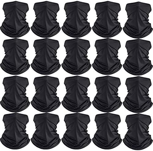 Neck Gaiter Mask Windproof Scarf UV Protection Balaclava Bandanas Breathable Outdoor for Men Women(20 Pieces,Black)