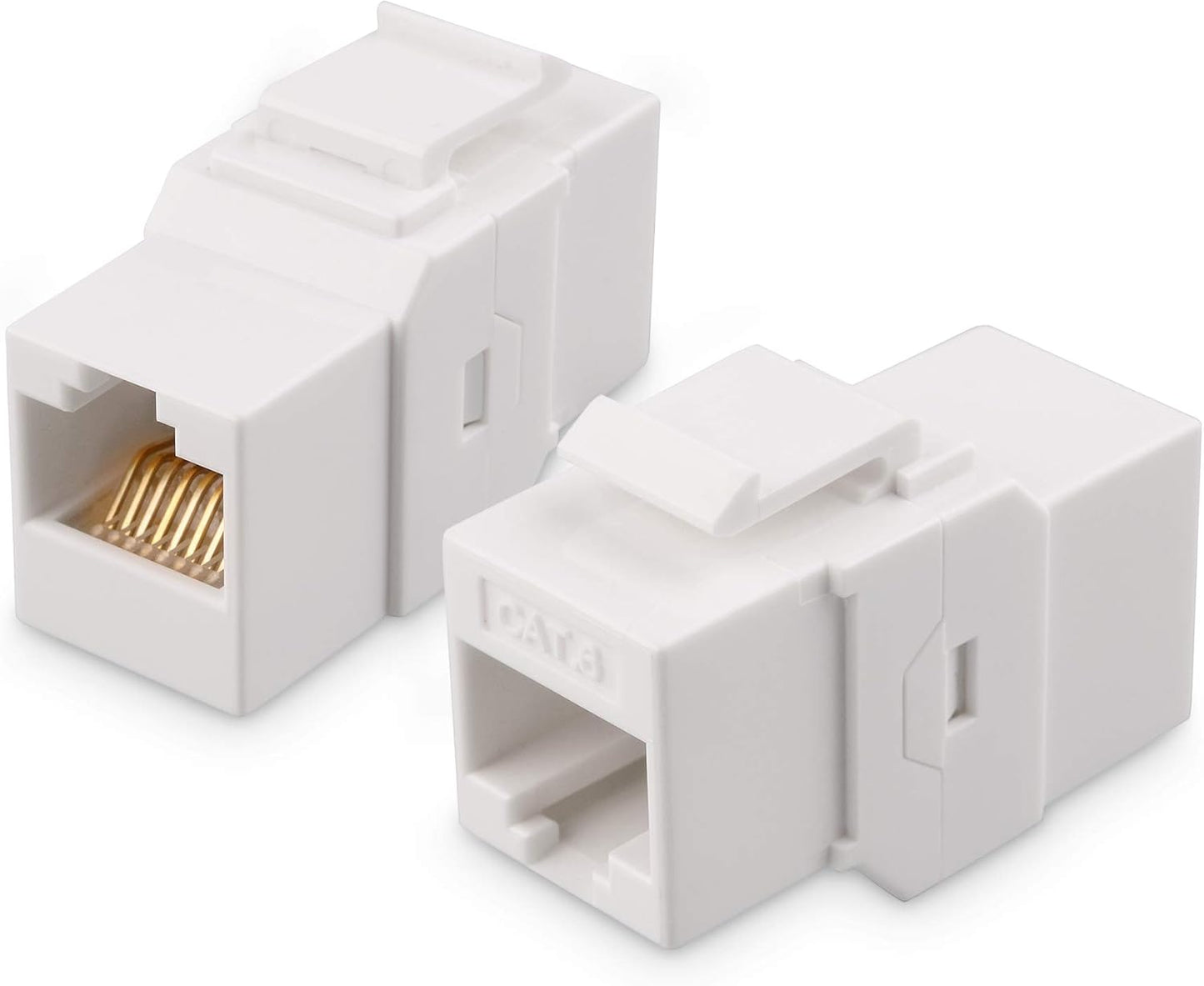 2-Pack 2-Port Ethernet Wall Plate, Cat6 Wall Plate with White RJ45 Keystone Jack, Ethernet Jack Outlet in White