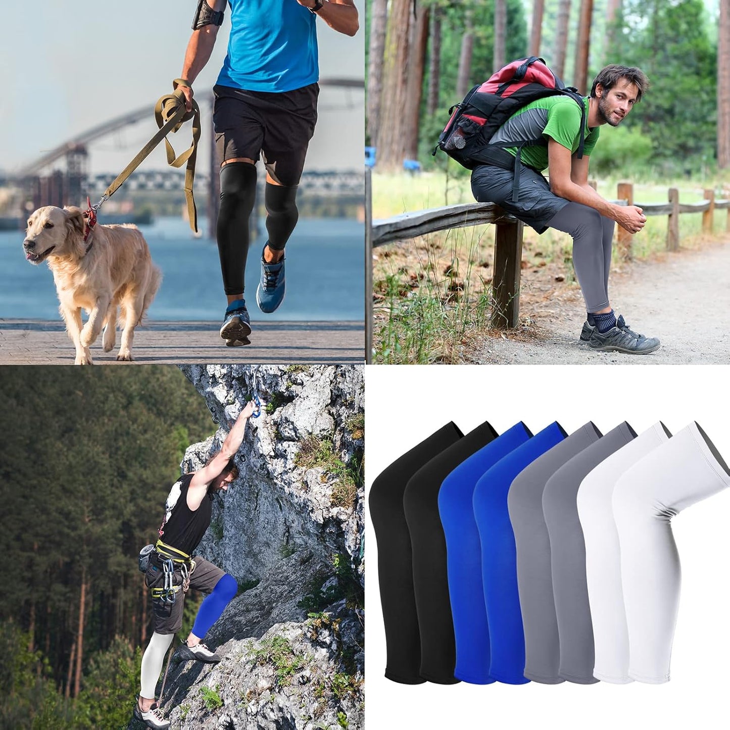 Leg Sleeves Compression Long Knee Sleeve UV Protect for Men Women Sport Basketball Football