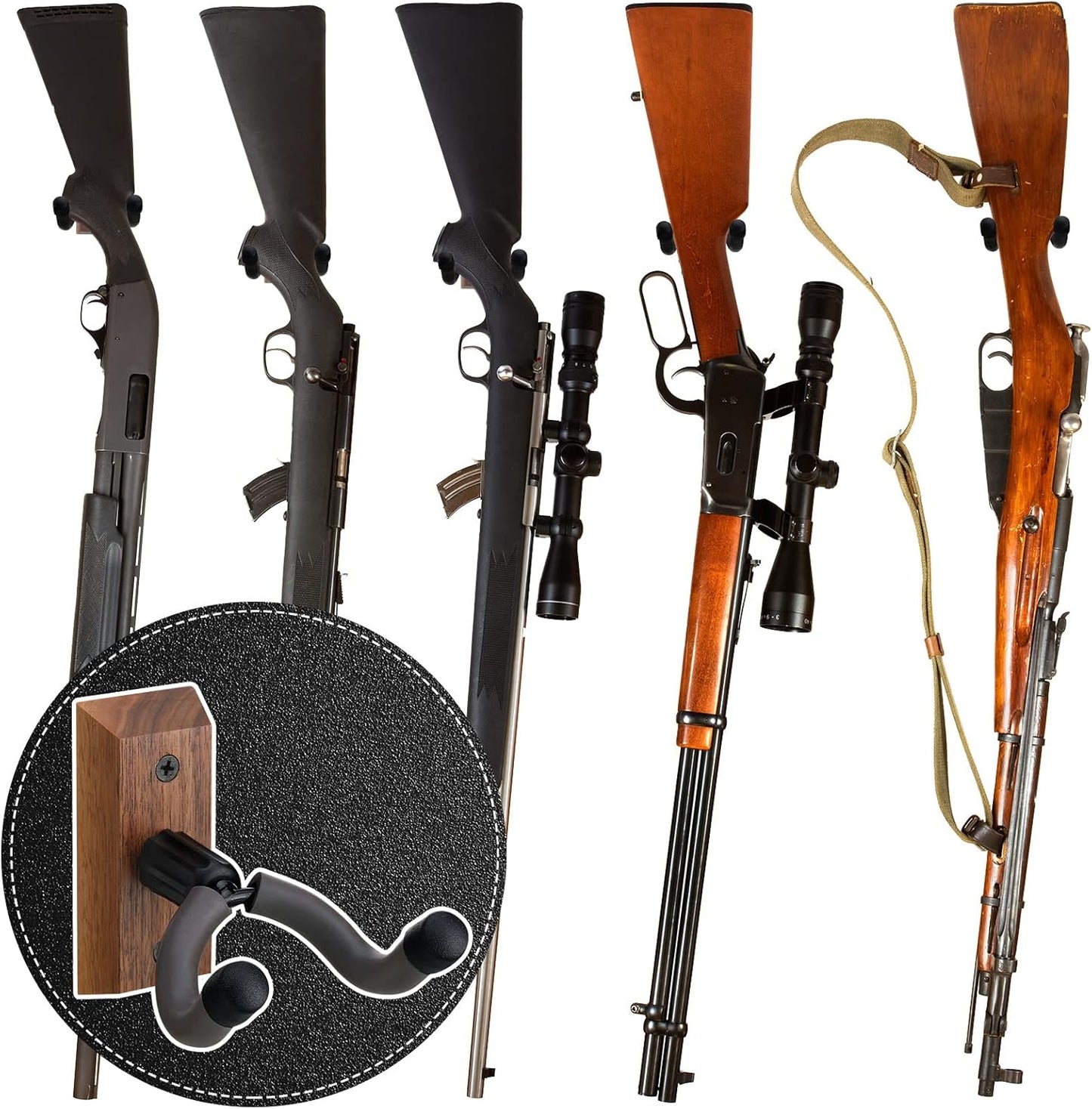 Crossbow Hanger for Wall Vertical Gun Rack Wall Mount Hardwood Gun Holder Compound Bow Hanger Holder Displays Rack Shotgun Hooks Rifle Storage Securely Holds Airsoft Firearm