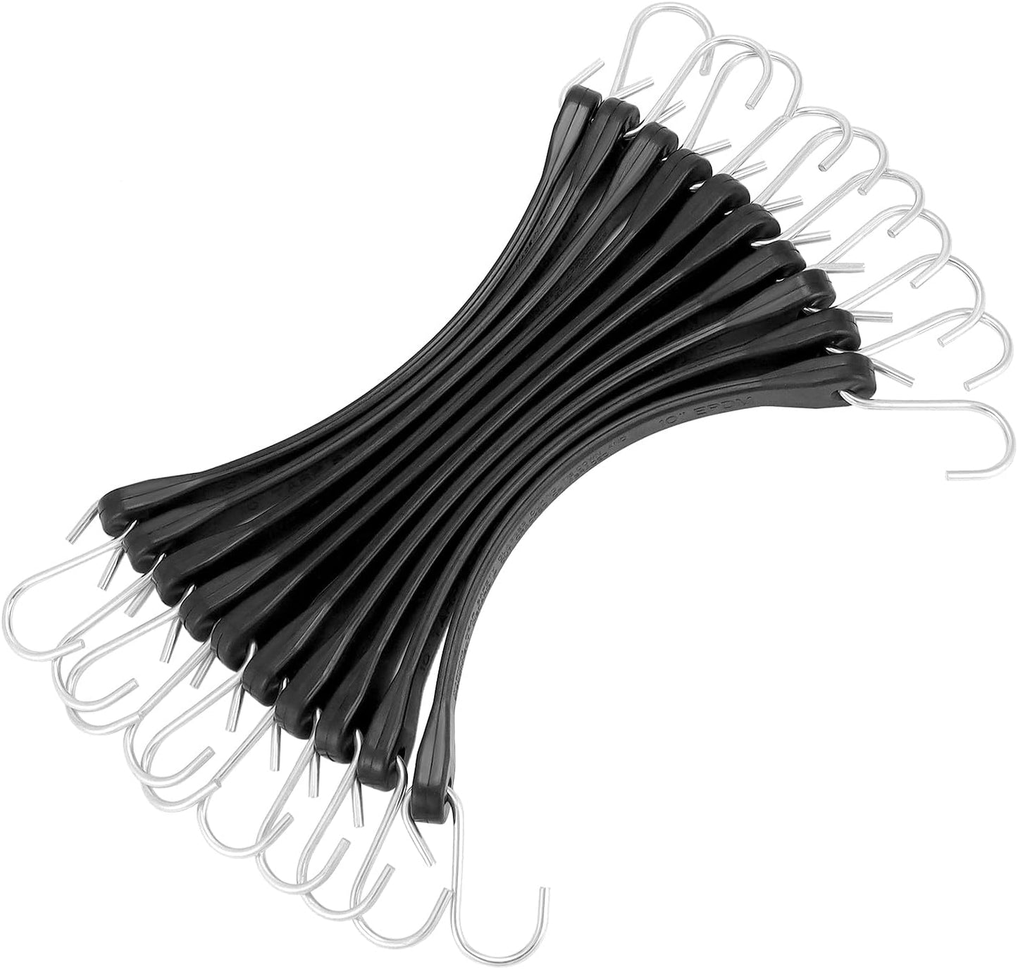10" Tarp Straps for Flatbed Trailers, Adjustable Tarp Straps, 20 Pack Rubber Bungee Cord Tie-Downs with Hooks for Securing Tarps, Canvases, Cargo