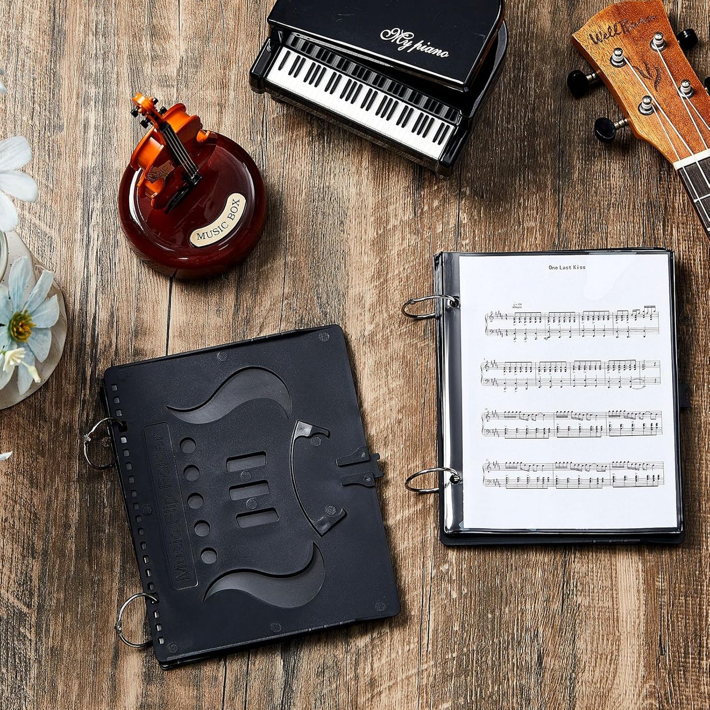 Amylove 4 Pack Music Flip Folder Marching Band Plastic Flip Folder Each with 10 Windows