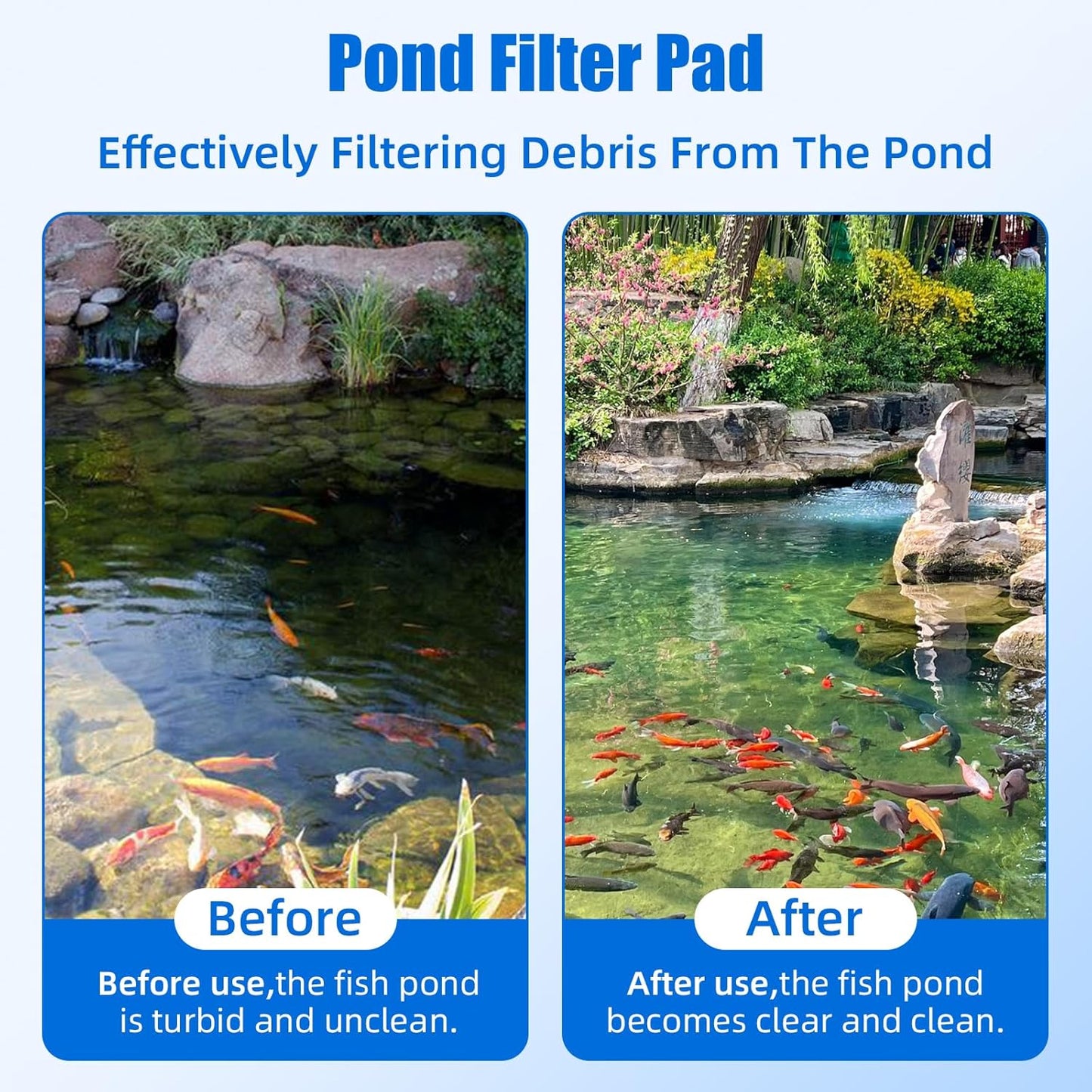 Replacement Pond Filter Pads Compatible with TotalPond 52231 and 52229 Pond Filter Box Sponge Filter Media Pad for Outdoor Koi Fish (2pcs)