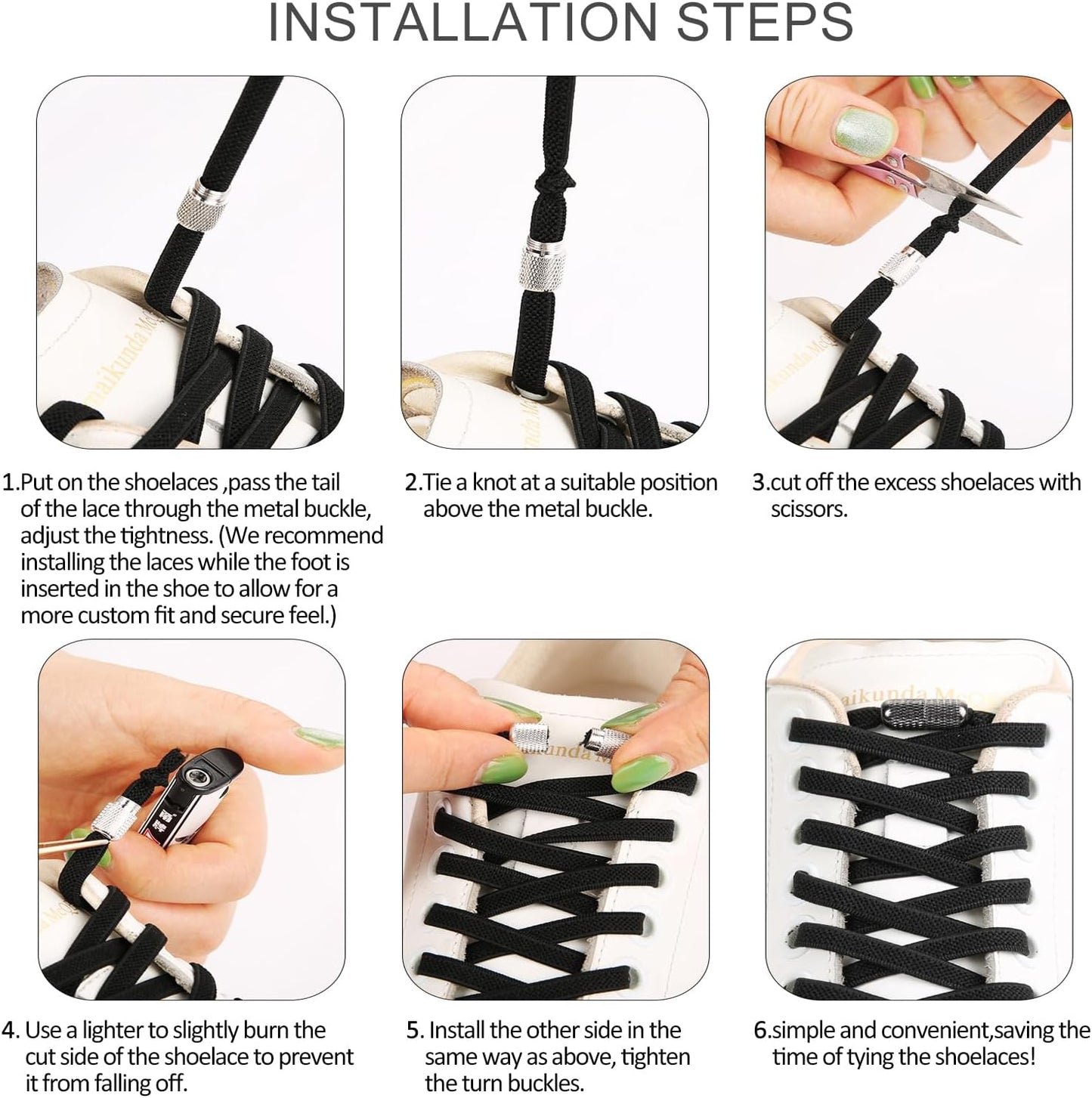 Elastic Shoe Laces for Sneakers, No Tie Shoelaces for Kids and Adults, Tieless Stretch Shoe Strings