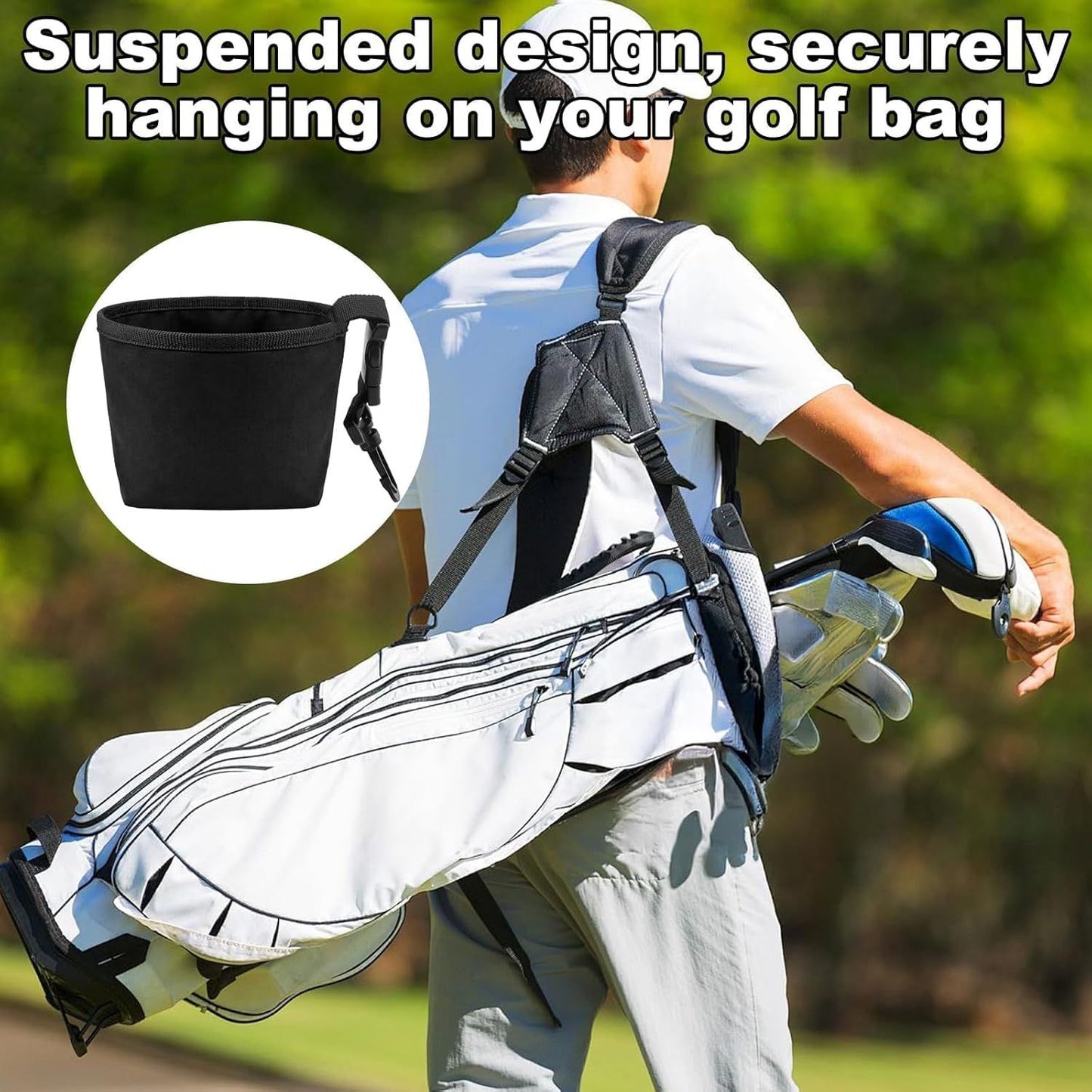 Golf Ball Cleaner Pouch with Belt Clip, 2-in-1 Waterproof Golf Ball Washing Bag, Leak-Proof Microfiber Inner Lining, Portable Golf Club Groove Cleaner Accessory, Practical Golfing Gift for Men & Women