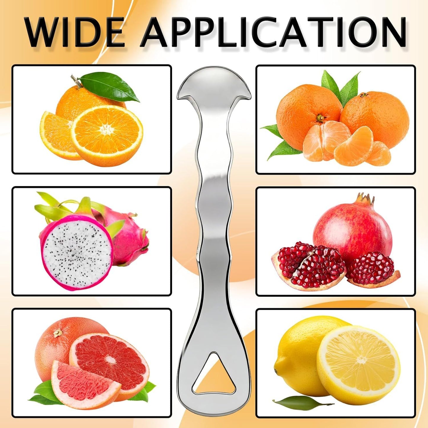6PCS Stainless Steel Orange Peeler tool, 2.76x1.06x0.11'' Orange/Lemon/Grapefruit Effortless Fruit Peelers for Home, Multi-Functional Citrus Peeler for Kitchen, making fruit preparation quick, easy